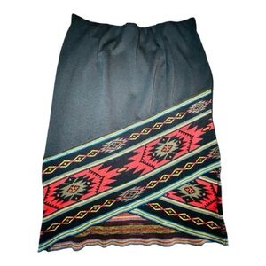 🌸Spense Medium Skirt Ponte Knit Midnight Velvet Tribal Pattern Elastic Waist